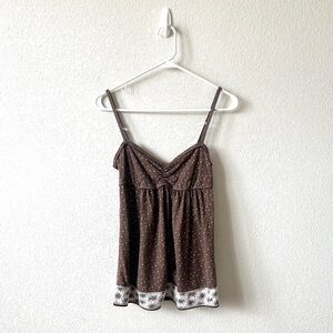 Hollister brown polkadot babydoll top